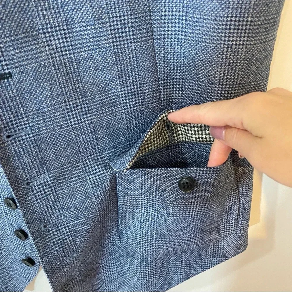 Tailored Blue Grey Formal Tweed Vest or Waistcoat